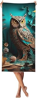 Microfiber Sand Free Beach Towel Thin Quick Dry Super Absorbent Large Lightweight Towels Ultra Soft Bath Towels Owl Compact Gym Towel for Adult Travel Camping Gift