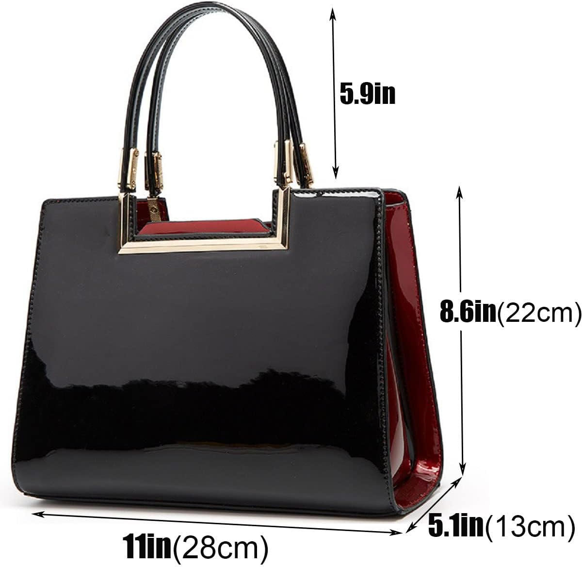 XingChen Shiny Patent Leather Handbags Glossy Shoulder Bags Fashion Satchel Purses Party Totes Top Handle Bags for Women - Image 4