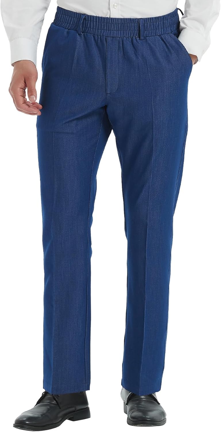LETAOTAO Mens Elastic Waist Jeans Pants for Seniors Adaptive Mens Pants for Elderly with Zipper Fly
