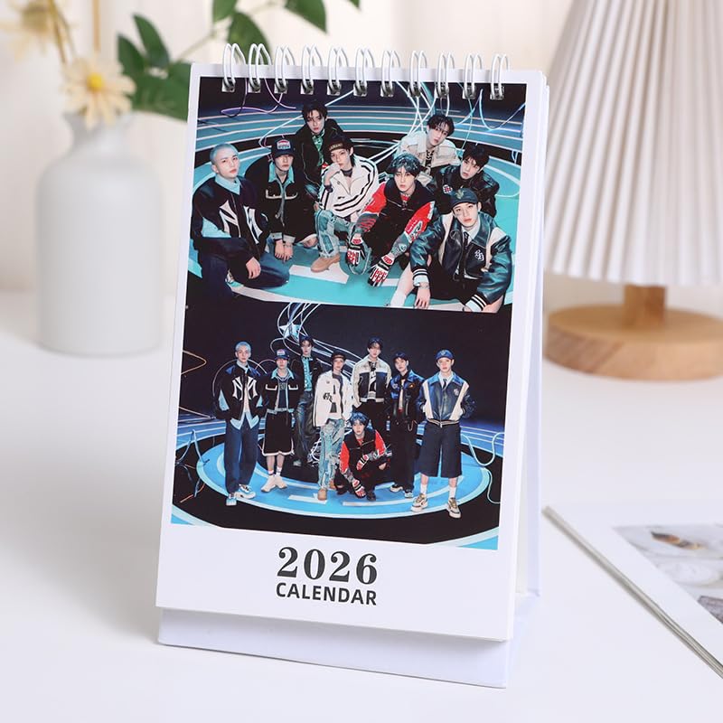 Calendario STRAY-KIDS 2025-2026 de escritorio con fotos K-Pop álbum de mesa azul para fans
