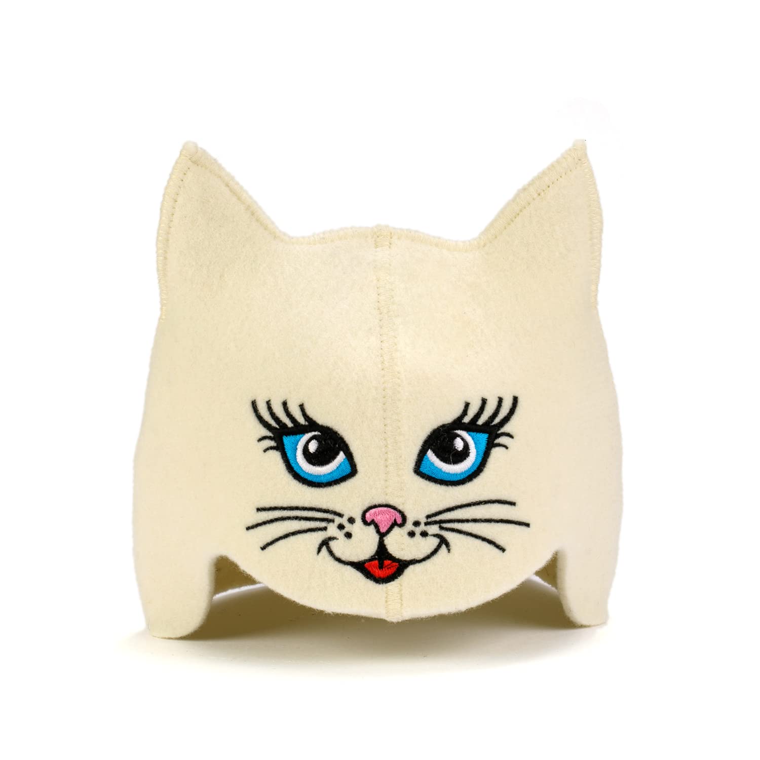 Niebieskooki kotek, 100% wełna organiczna filcowa czapka do sauny, czapka bany, ochrona włosów do sauny, akcesoria do sauny, akcesoria do sauny, rosyjska czapka do sauny, prezenty dla