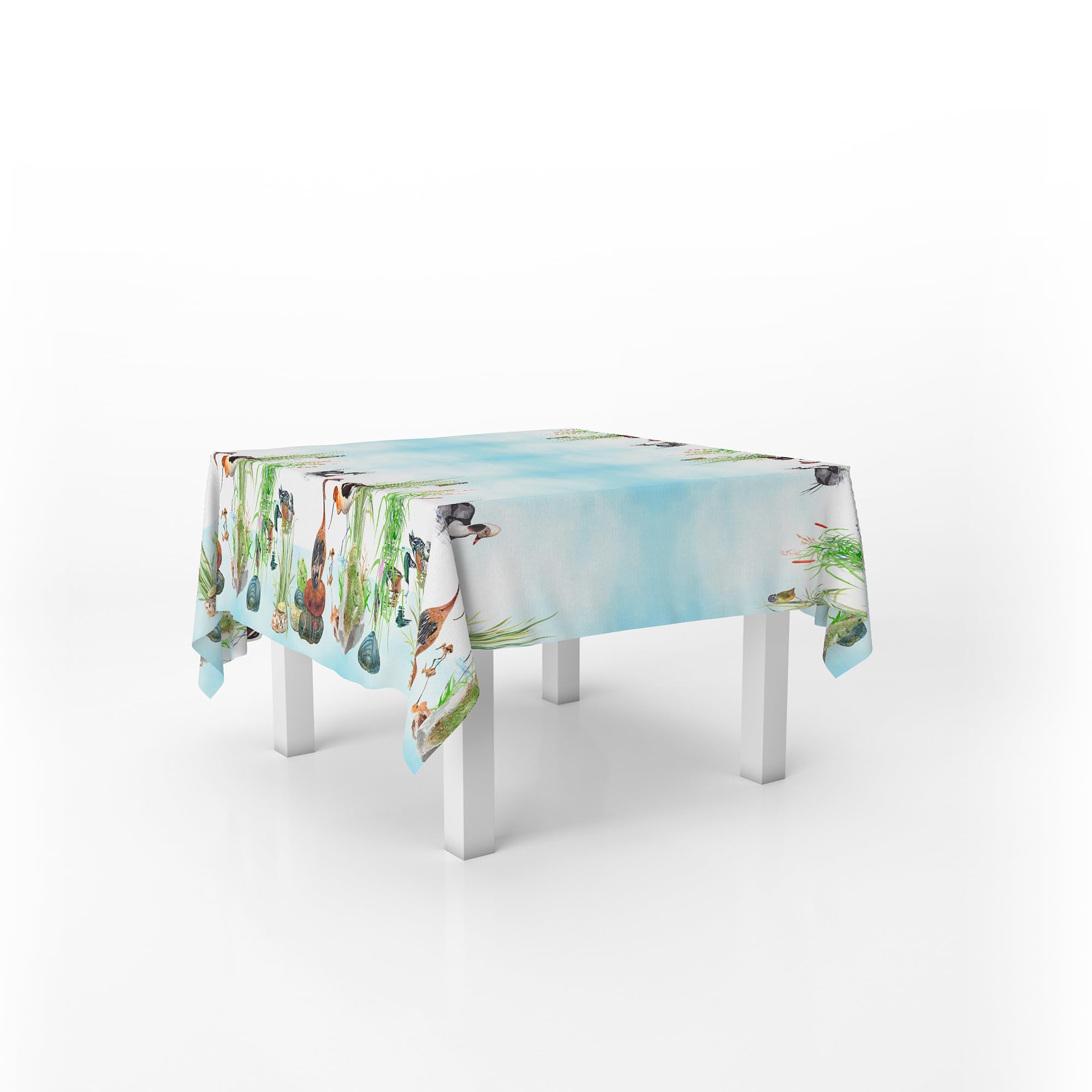 Italian Bed Linen Tablecloth Digital Print Stain Resistant 150 x 150 cm Sweet Quiet, 59.1 x 59.1 inch (Square)