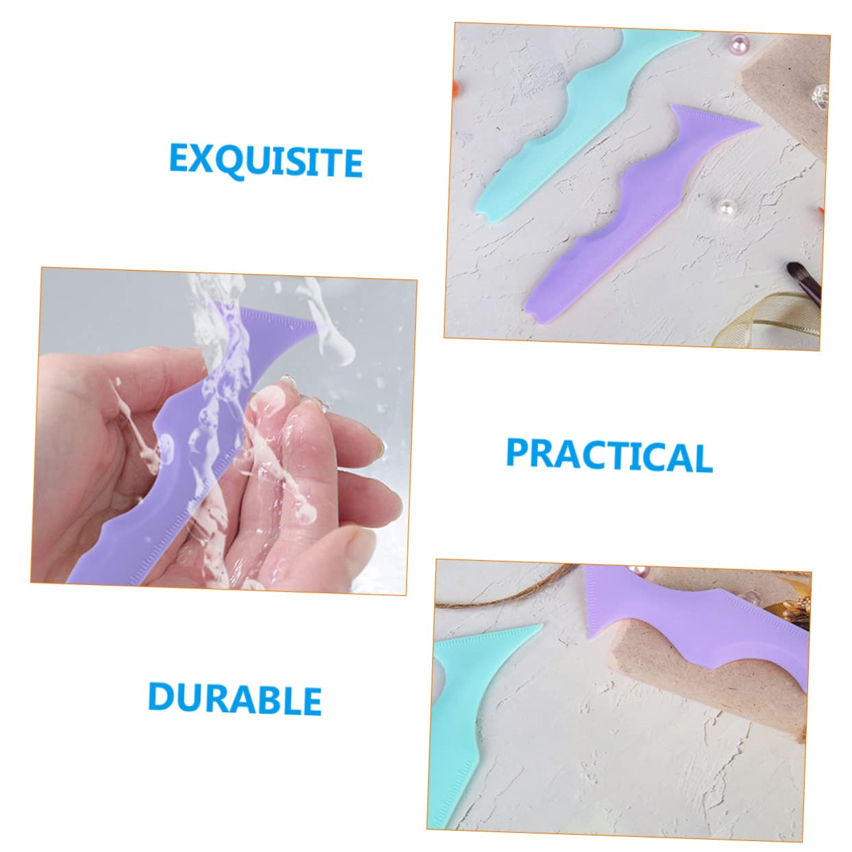 Housoutil 10 Pcs Silicone Beauté Règle De Para Gelatinas Eyeliner Guide Outil Applicateur De Cils Outil Maquillage Rouge À Lèvres Maquillage Pochoirs Modèle Conseil Multifonction