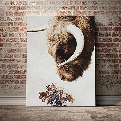 Hd Print Malerei Hochlandrinder Bild Tier Dekoration Wandkunst Modulare Leinwand Poster Moderne Nachttisch Hintergrund 50x70 Cm Rahmenlos Cover