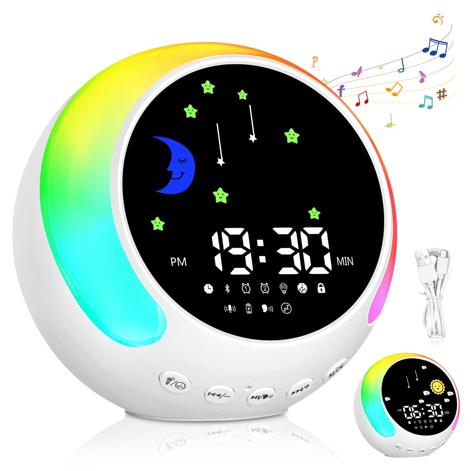 Réveil d’entraînement au sommeil pour enfants, réveil pour enfants, réveil lumineux pour enfants, entraîneur de sommeil pour enfants avec veilleuse, réveil pour enfants avec veilleuse, cadeaux pour