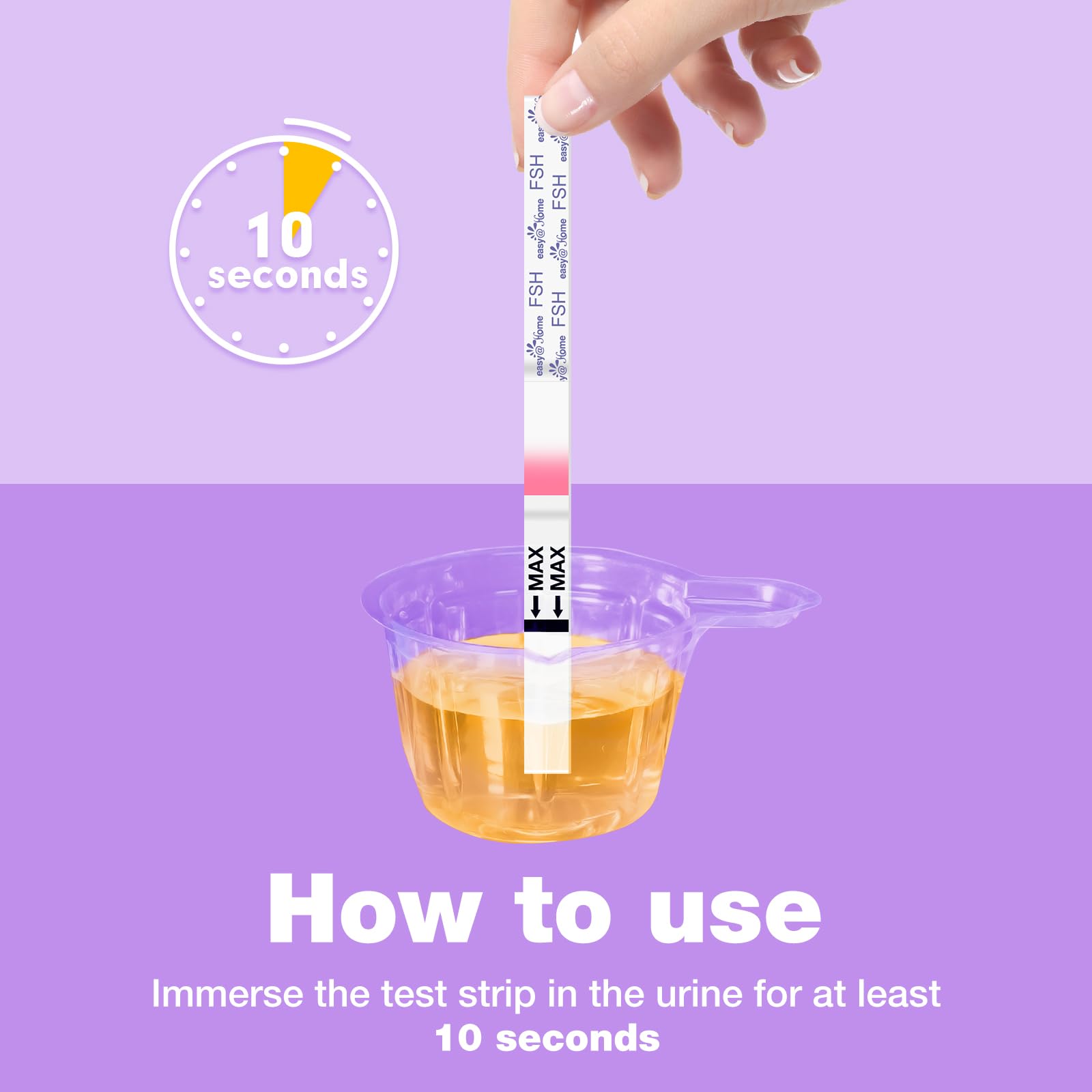 Easy@Home Paski testowe na okres menopauzy, 10 pasków testowych FSH ze śledzeniem aplikacji, menopauza, domowy autotest, test moczu FSH, szybki wynik, test hormonalny do wczesnego wykrywania menopauzy