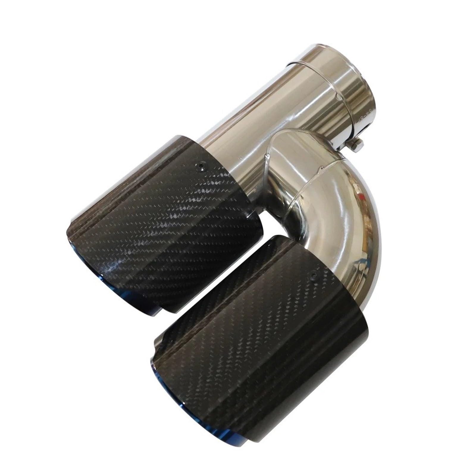 Terminale Scarico Auto Punta Silenziatore Per Auto A Forma H Silenziatori Per Tubi Scarico A Doppia Uscita Decorazione Per Ugelli Lucida Blu Inossidabile Universale Punta Silenziatore