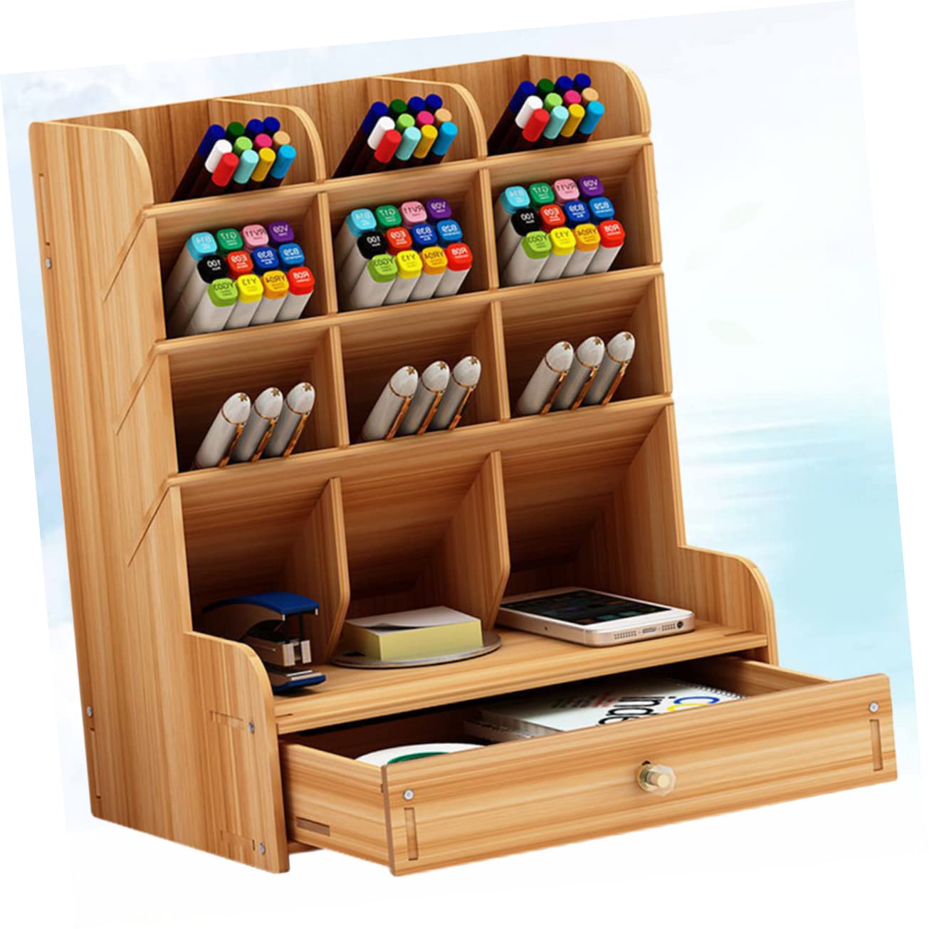 Einschulung Deko Holz Stiftehalter mit Großen Fächern für Büro Desktop