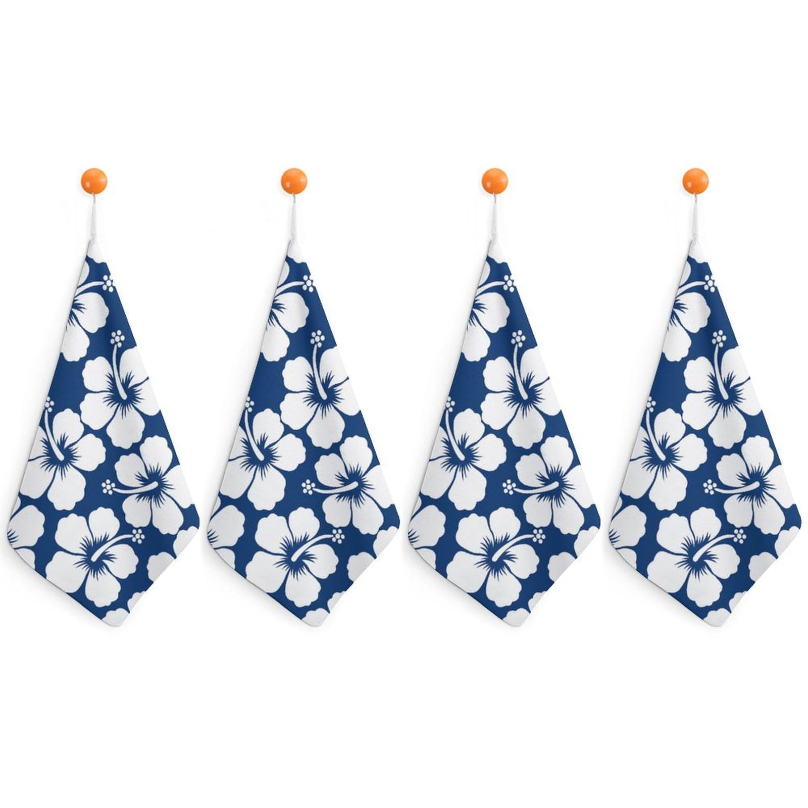 LEDFCVSU 4 Piece Hanging Hand Towels, Flower Hawaiian Style Small Dry Hand Towel for Kitchen Bathroom