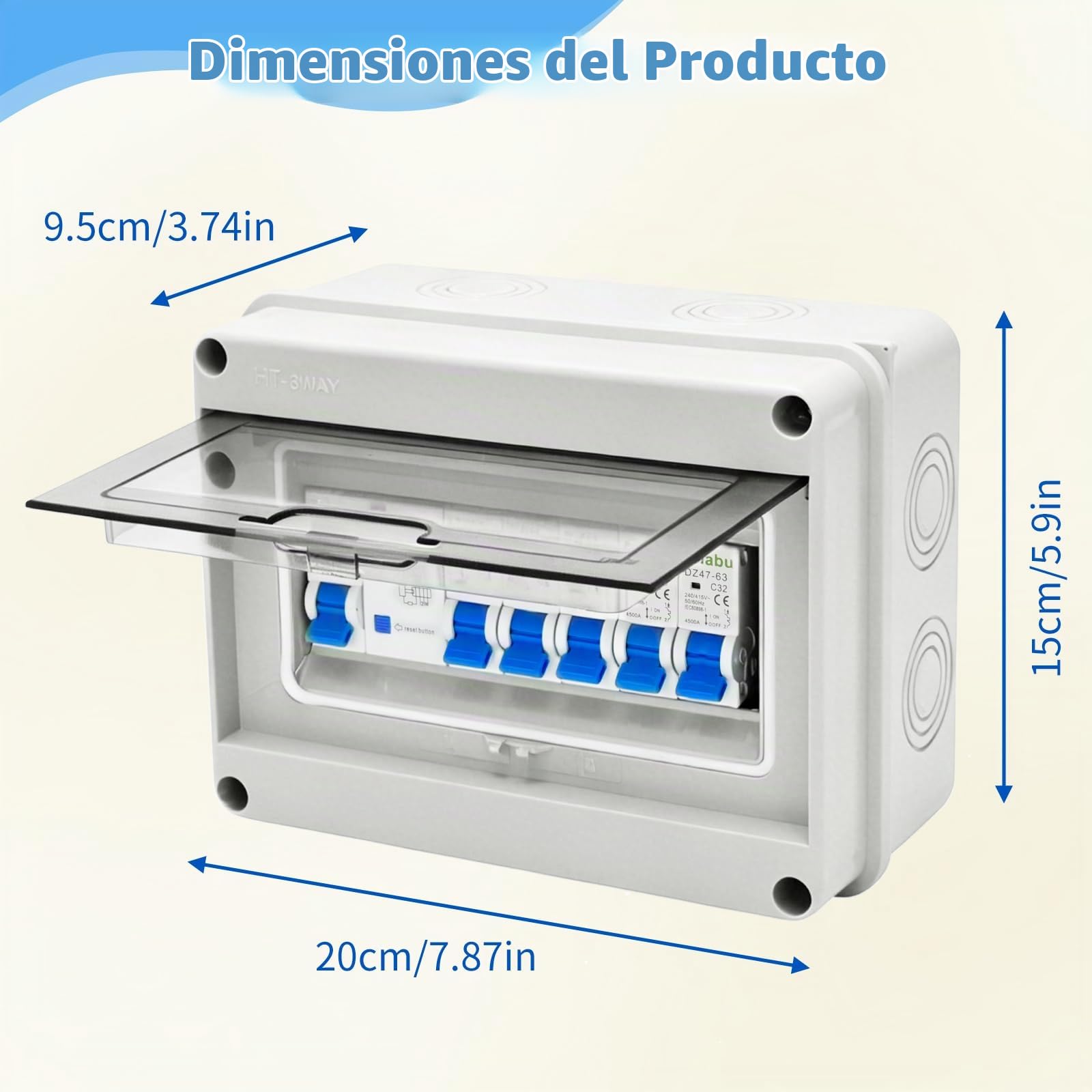 Cuadro Eléctrico IP65 de Superficie, 5 Módulos