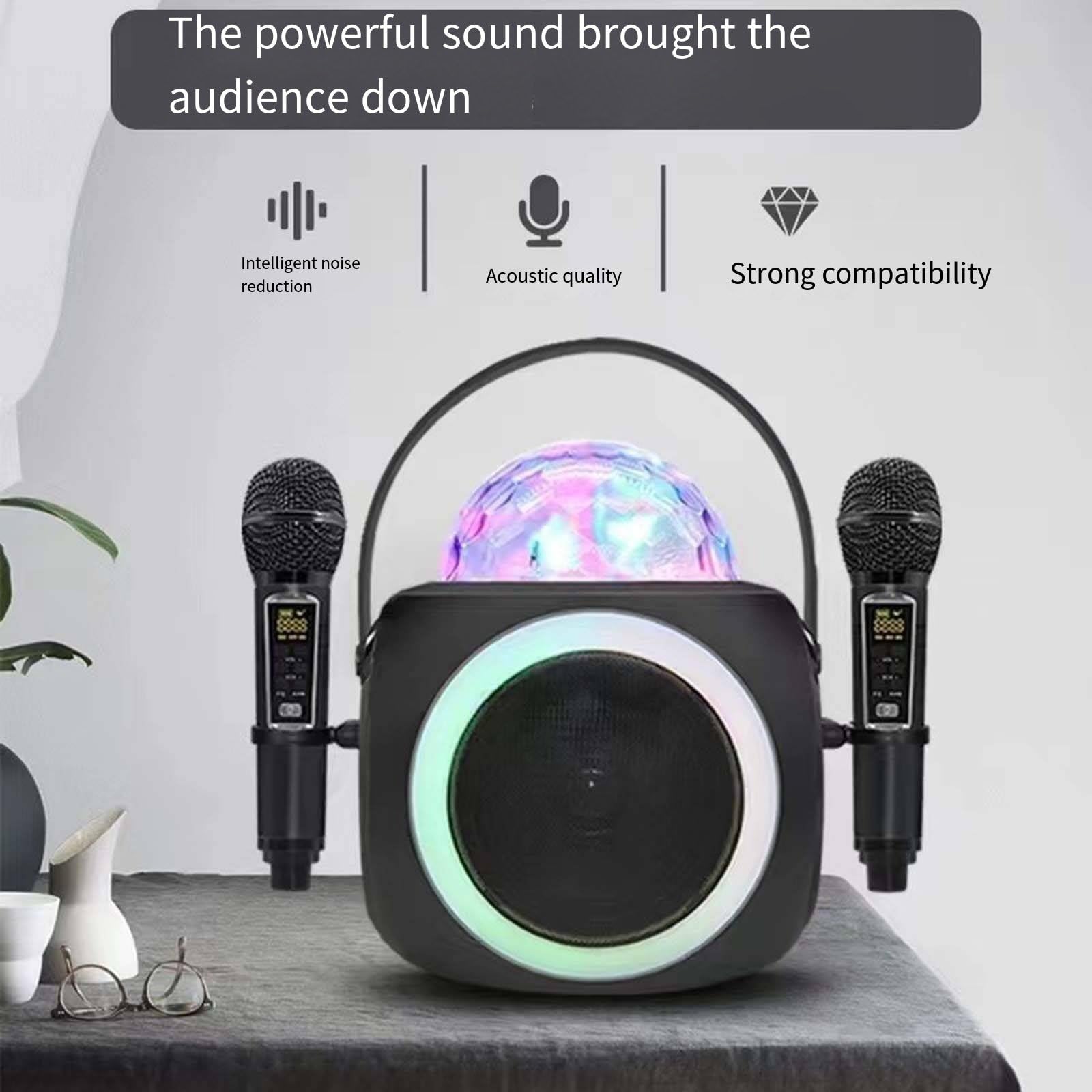 Zestaw do karaoke Domowy bezprzewodowy zestaw głośników Bluetooth Mikrofon audio Efekt świetlny LED typu „wszystko w jednym”.