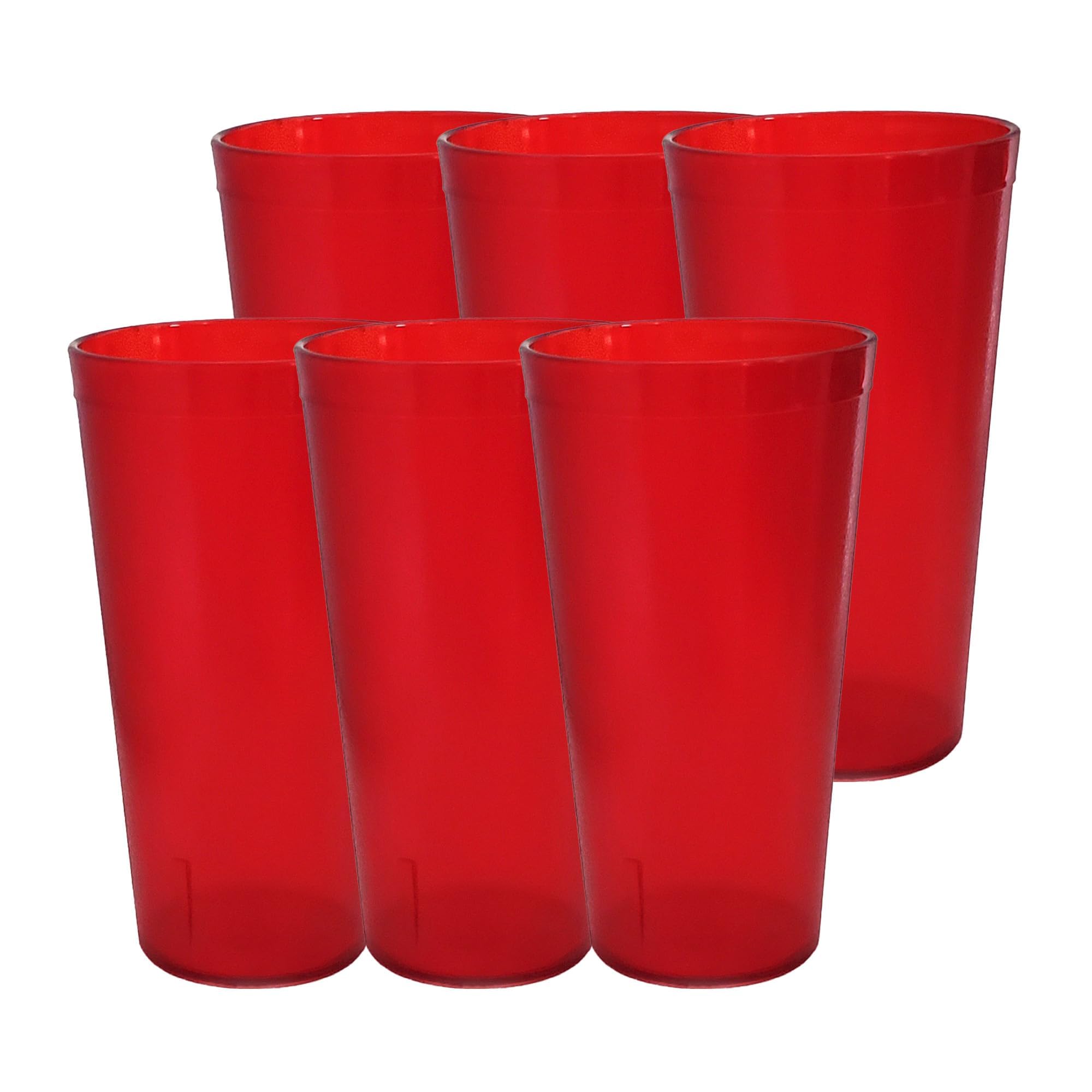 Party OutlawRed Plastic Cup Tumblers 6 Pc 32oz Lightweight, Heavy Duty Stackable Cafe Style Plastic Glasses. Reusable & Dishwasher Safe Ice Tea & Water Cupsafe Ice Tea & Water Cups