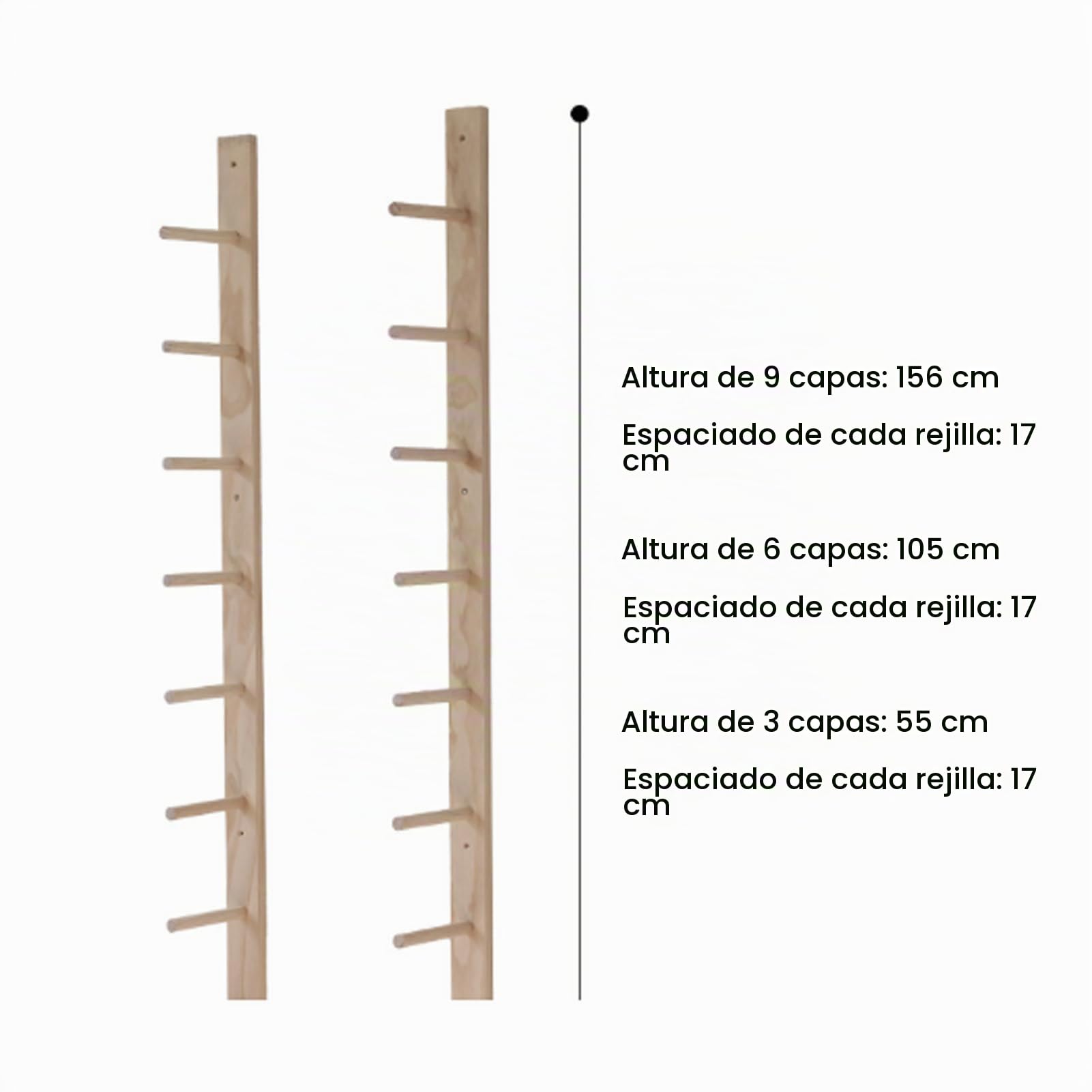 Soporte de Madera para Esterilla de Yoga,Soporte de Pared,Organizador de Pared para Rodillo de Espuma,Organizador de Fitness para Colgar en la Pared Gimnasio en casa Escuela(Size:6 layer 105cm)