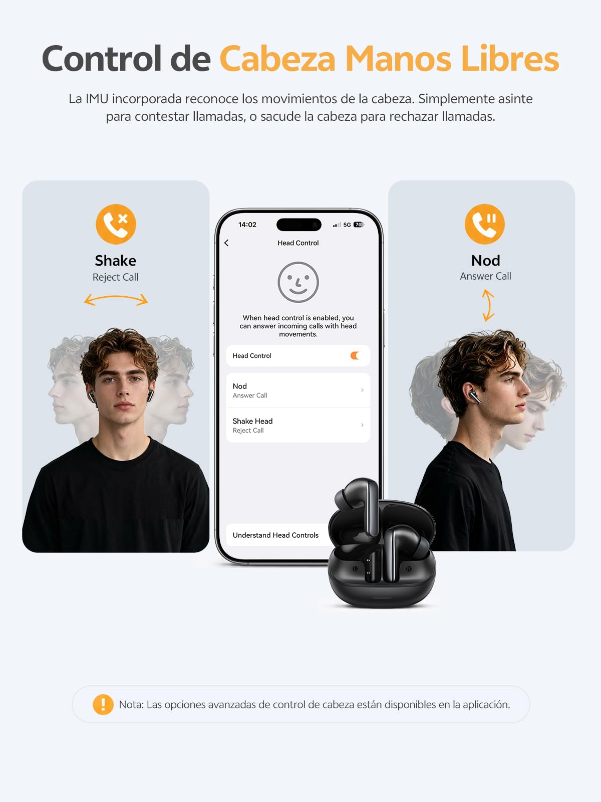 QCY Melobuds N65 Auriculares Inalámbricos Blueooth, Cancelación de Ruido Adaptativa AI, 60dB ANC Hi-Res Sonido, Audio Bluetooth 6.0 Auriculares, 8 Micrófonos ENC Clear Call Ear Buds,50 Horas,IPX5