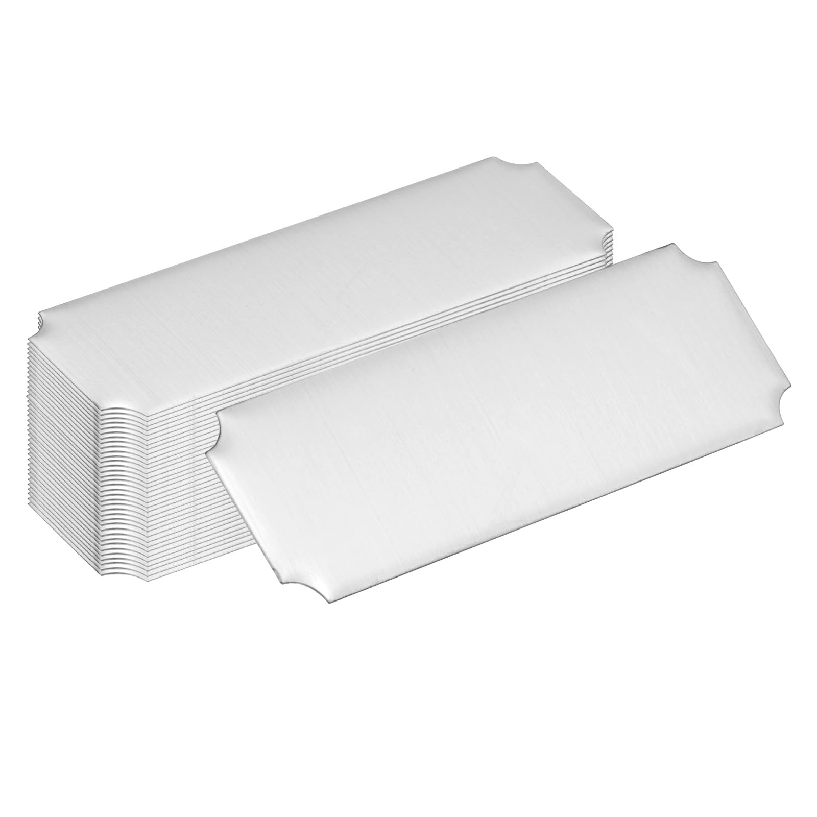 PATIKIL Engraved Name Plate, 24 Pcs 3" x 1" Picture Frame Label Art Tag Personalized Name Plaque Trophy Plates with Adhesive Backing for Laser Engraving DIY Craft Nameplate, SiLver Tone