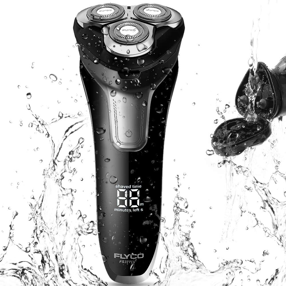 FLYCO Men's Electric Razor with IPX7 Waterproof LCD Display, Wet and ...