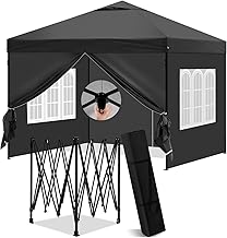 Laneetal Tonnelle Pliante 3x3m, Pergola, avec Parois Latérales Amovibles, Fenêtres, pour Festival, Camping, Sac de Transport, Anthracite