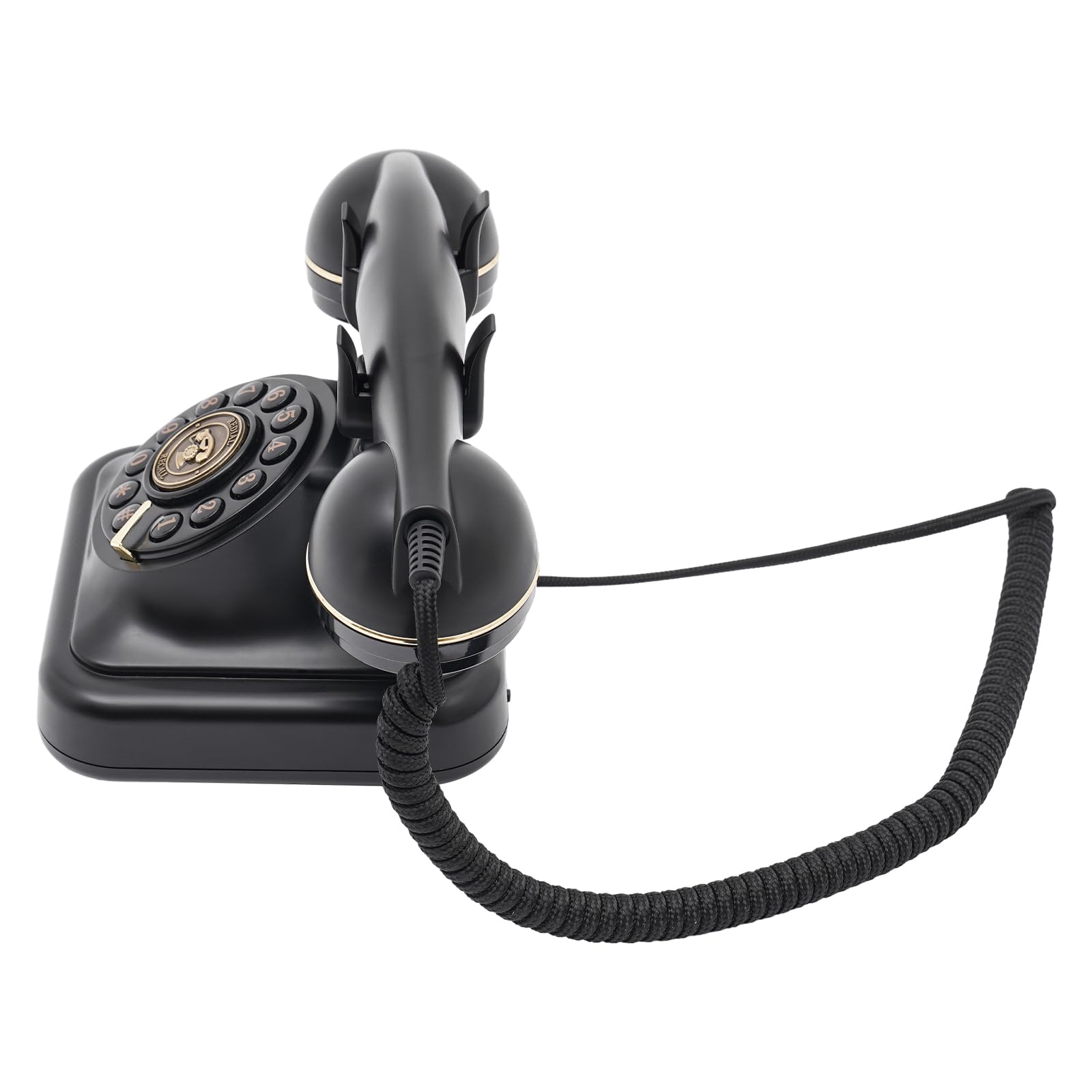 Retro-Festnetztelefon Vintage Telefon Klassisches Schnurgebundenes Tischtelefon mit Wählscheibe und Schnur als Nostalgie Festnetztelefon