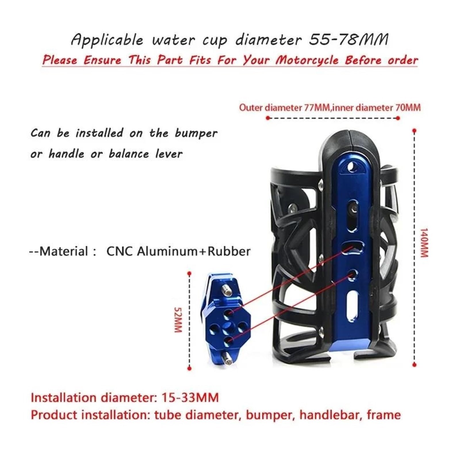 Supporto per Tazza per Moto per HON&da per Forza 350 NSS350 ADV350 2020-2023 Moto Bevanda Bottiglia d'Acqua Bottiglia di Bere Coppa Holder(Blu,with Logo)