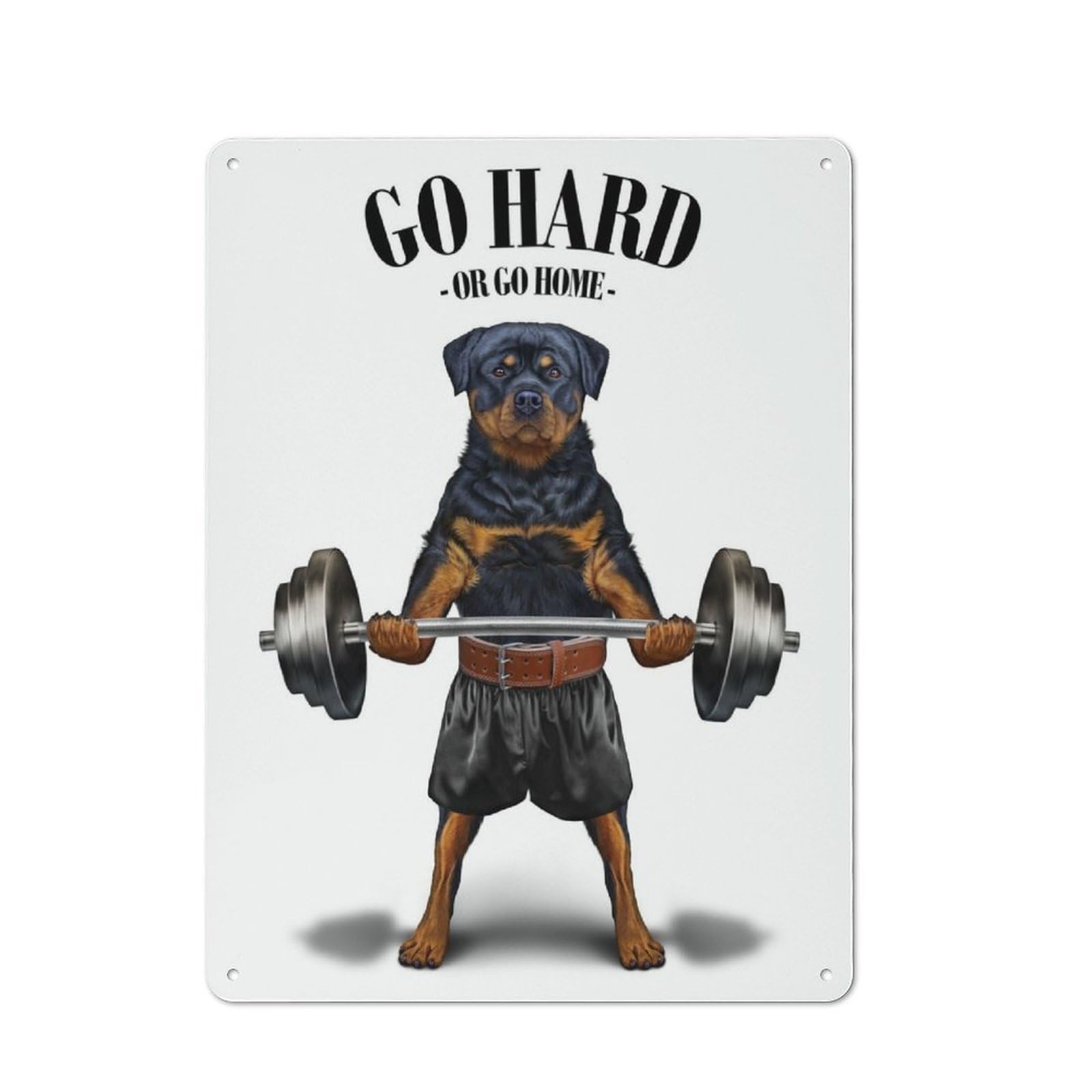 Junmoney Rottweiler Weightlifting Metal Sign 40X30cm With For Hallway Wall, Retro Decor, Suited To New Home Decorators
