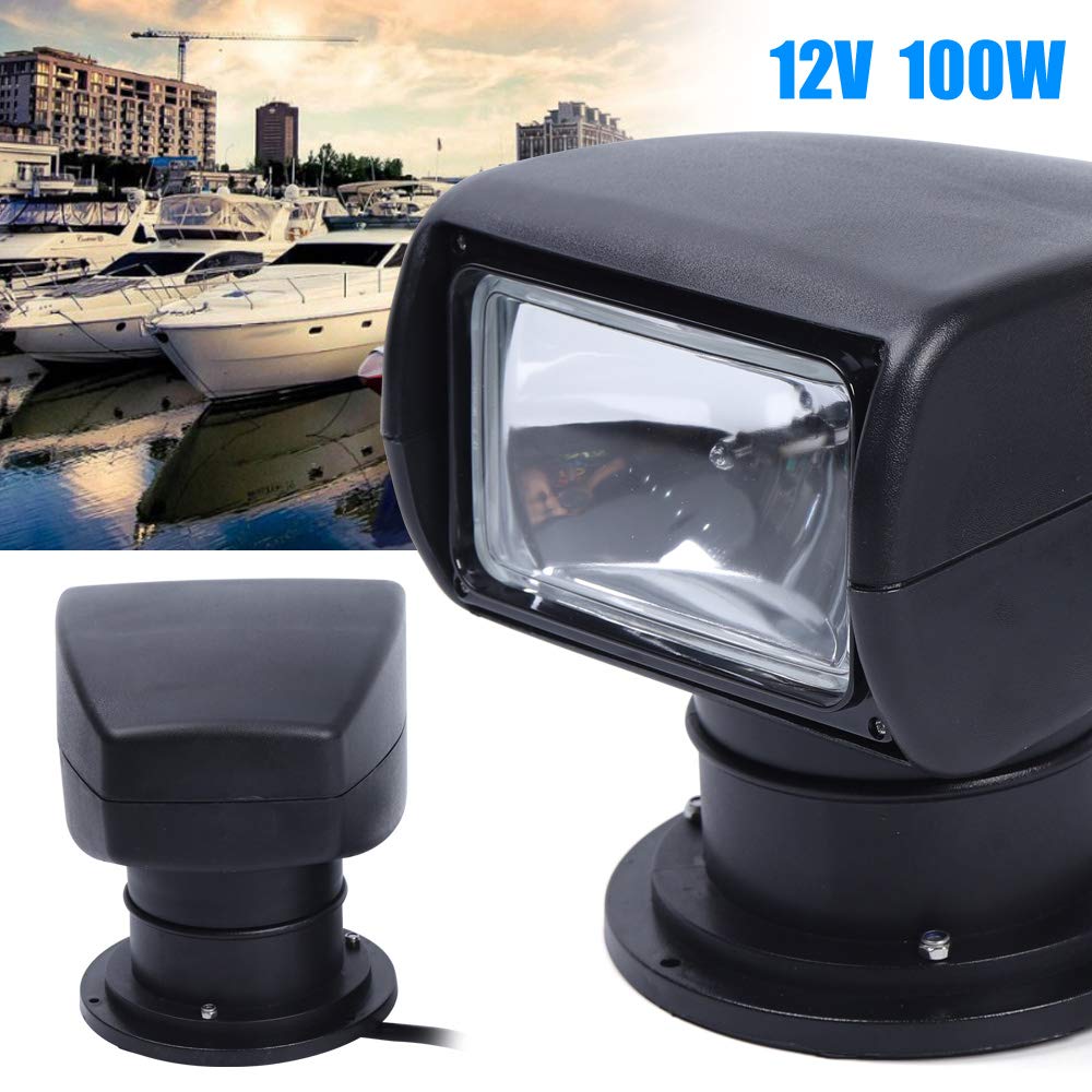 12 V 100 W faro di ricerca per yacht nero telecomando impermeabile 360 gradi orientabile Luminous Flux 2500LM