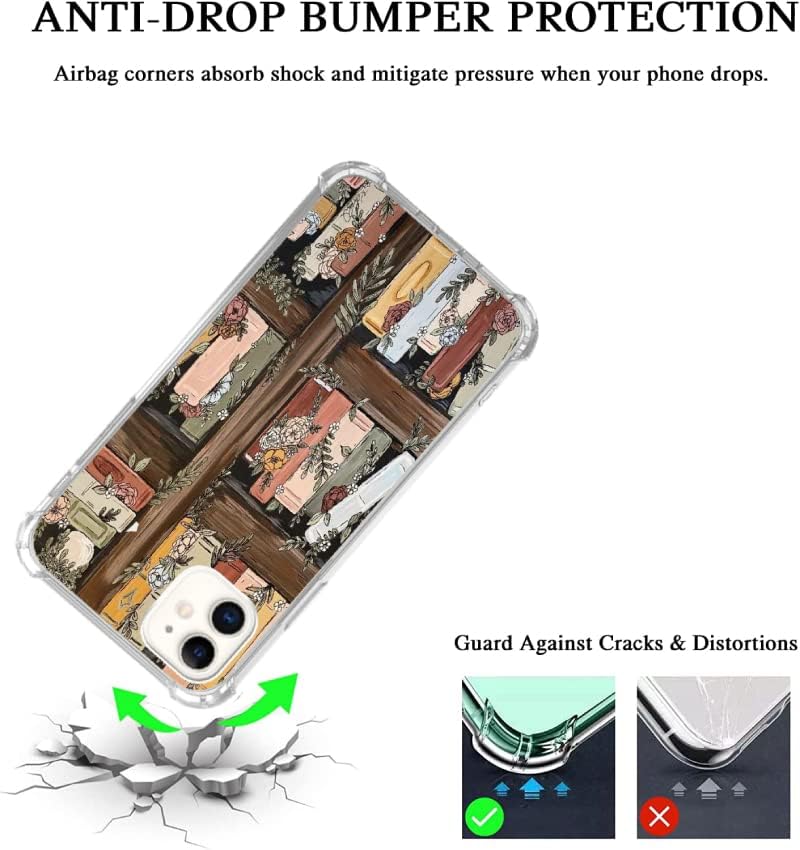 Miniatura 4 de Bookshelf - Funda de arte de jardín compatible con iPhone 11, funda de madera floral para niñas, mujeres y hombres, funda única de TPU suave