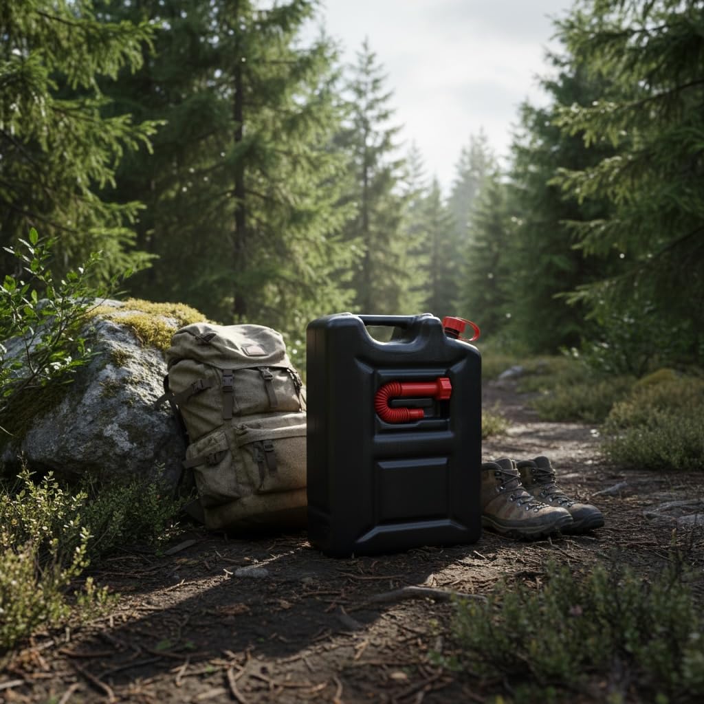 5x Benzinkanister 20L SCHWARZ Kunststoff Dieselkanister Reservekanister Kraftstoffkanister 20 Liter Kanister, Wasserkanister für Benzin Diesel Wasser AdBlue, 20-Liter-Kanister Ausgießer Petrol Can, A