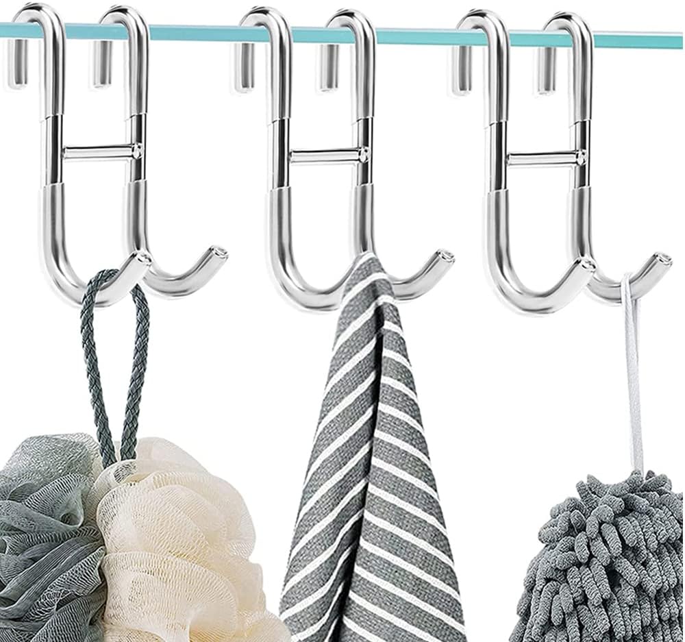 Bathroom Frameless Glass Shower Door Over Door Hooks (3-Pack), No Drill ...