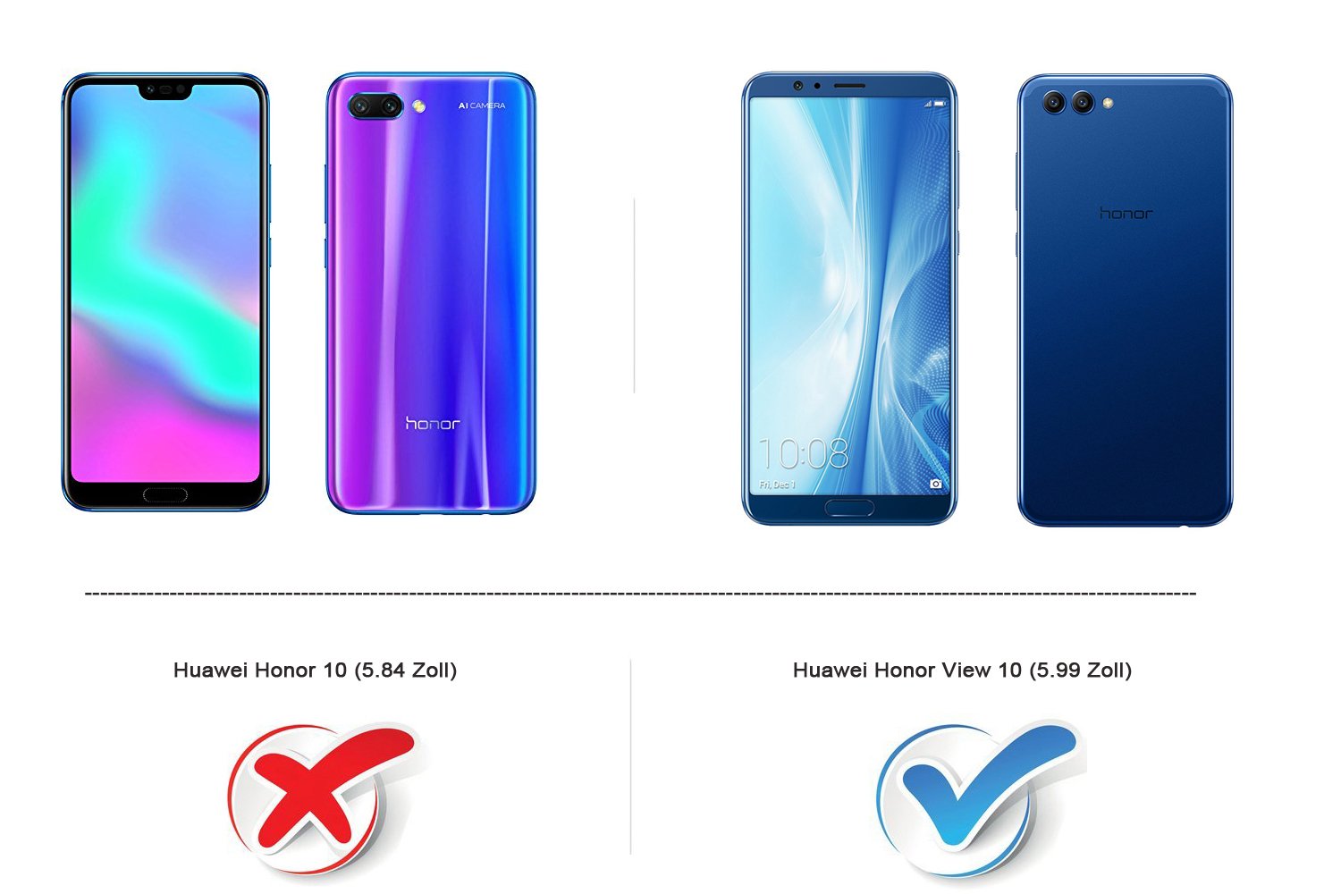 Custodia Per Honor View 10 - Cover A Libro In Pelle Con Slot Per Carte, Chiusura Magnetica, Colore Blu - Foto 3