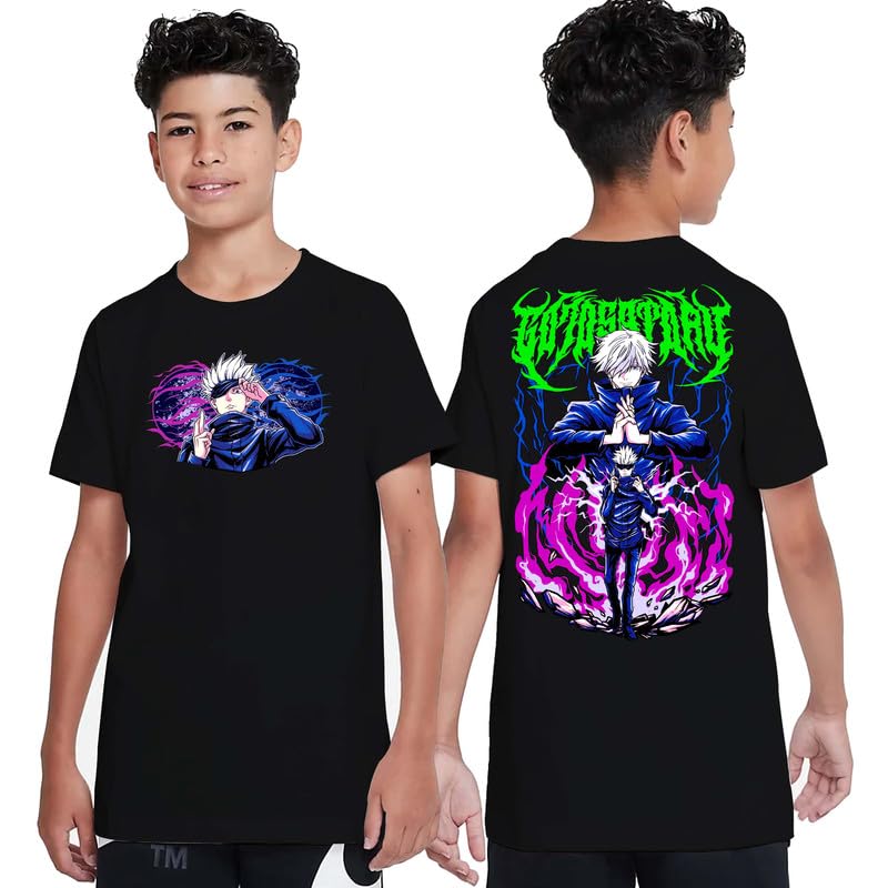 LOCAVESTIR Anime Tshirt for Boys Onepiece Luffy Gear 4 Gear 5 Zoro Sanji Half Sleeve Regular Black Anime Tshirt for Kids