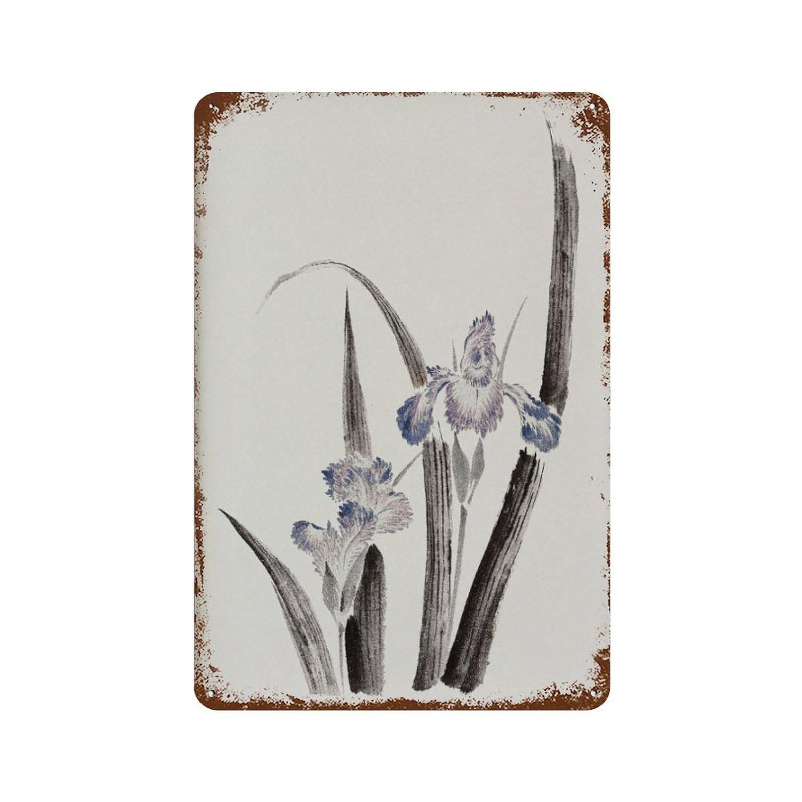 xiaoxiaoshen Hokusai Iris Flower Japanese Decor Wall Decor Art Metal Tin Poster Modern Home Decor Art Home Bar Shop Decorations Vintage Sign 30x20cm