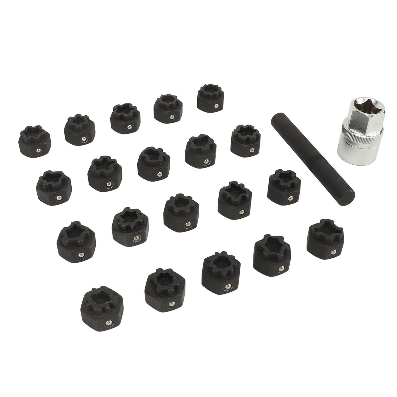 Kit de Extracción de Llave de Bloqueo de Rueda de 22 Piezas T10313 Kit de Llave de Tuerca de Bloqueo de Rueda Herramienta de Extracción de Tuerca Antirrobo de Molibdeno Cromado
