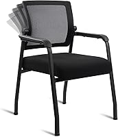 Vista 12 de Sillas de sala de espera con ruedas, respaldo de malla ajustable, silla de escritorio con soporte lumbar ergonómico y cojín de asiento grueso