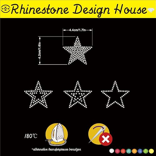 Miniatura 4 de 12 calcomanías termoadhesivas con diamantes de imitación de cristal de estrella, para bricolaje, camiseta de diamantes de imitación de estrella,