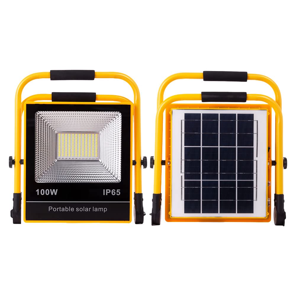 Proyector LED Solar 100W 6500K Panel: 6V/12W Batería: 3,2V/18000MaH Control Remoto [HO-SOLARFL-100W-05] | Greenice