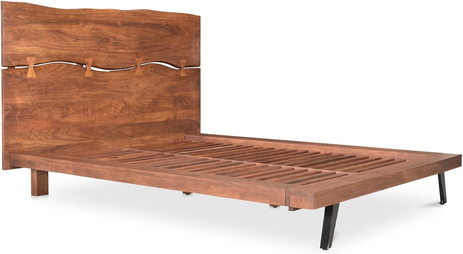 Madagascar King-Sized Contemporary Brown Wood Platform Bed