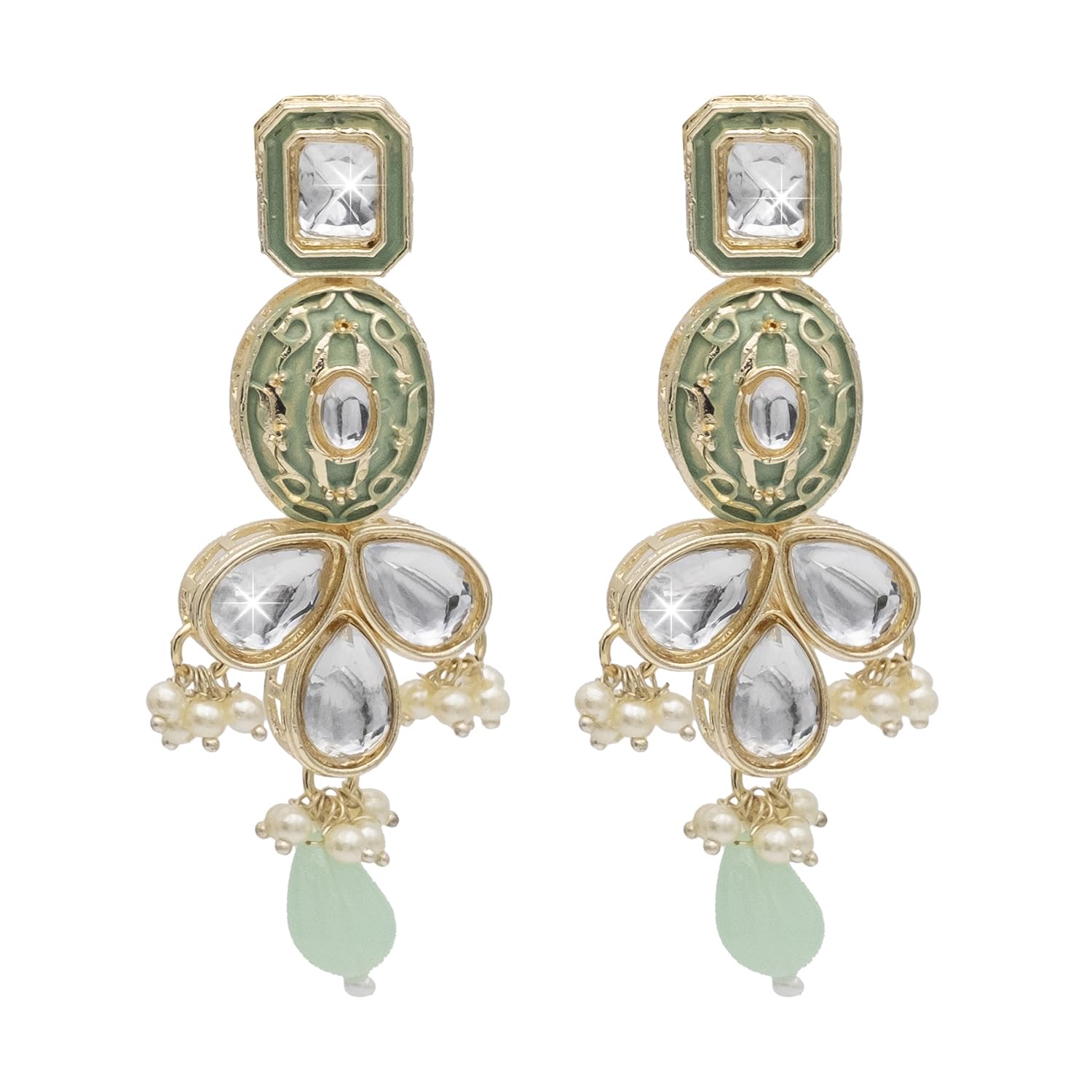 See full amazon price history chart for Shining Jewel Handcrafted Gold Plated Design Traditional Ethnic Kundan,CZ, Pearl Studded Light Green Meenakari Earrings for Women (SJE_46.D5_LG) Shining Jewel Handcrafted Gold Plated Design Traditional Ethnic Kundan,CZ, Pearl Studded Light Green Meenakari Earrings for Women (SJE_46.D5_LG) (B0CLM7MK4D) Amazon Price History, Amazon Price Tracker