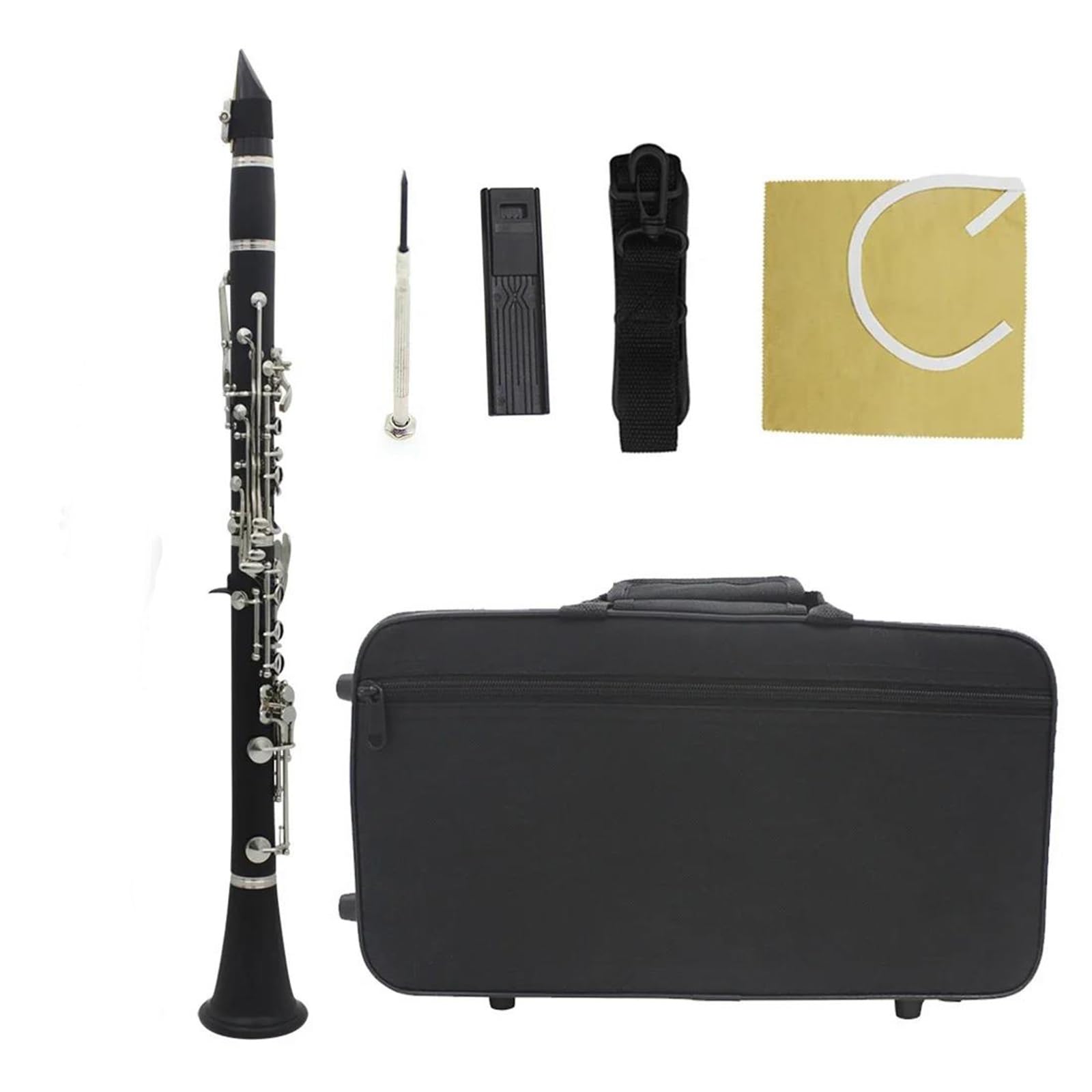 Clarinete Sib de baquelita de 17 teclas instrumento de viento madera profesional de ébano negro con caja y accesorios Tocando Clarinete