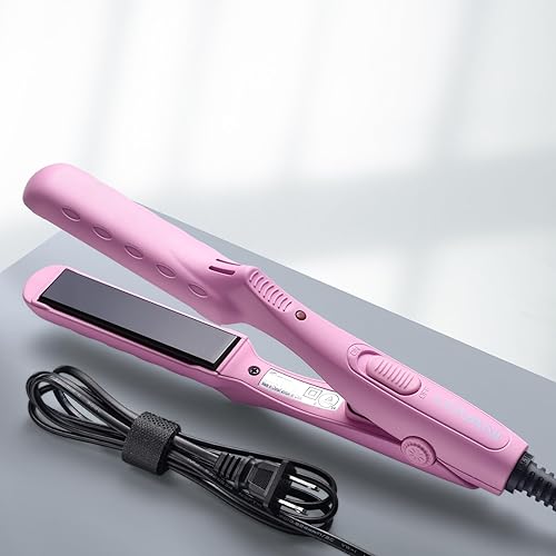 Miniatura 5 de LOVANI Mini plancha plana, plancha de pelo de viaje de doble voltaje, planchas planas pequeñas de cerámica turmalina para cabello corto y flequillo