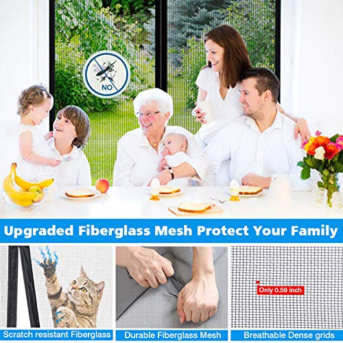 ACMETOP Magnetic Screen Door 38\" x 83\", Upgraded Fiberglass Mesh Screen Door with Handy Hasps, Door Screen with 36 Magnets & 6 Weighted Sticks, Full Frame Hook & Loop Fits Door Size Up to 38\" x 83\" - Thumbnail 3