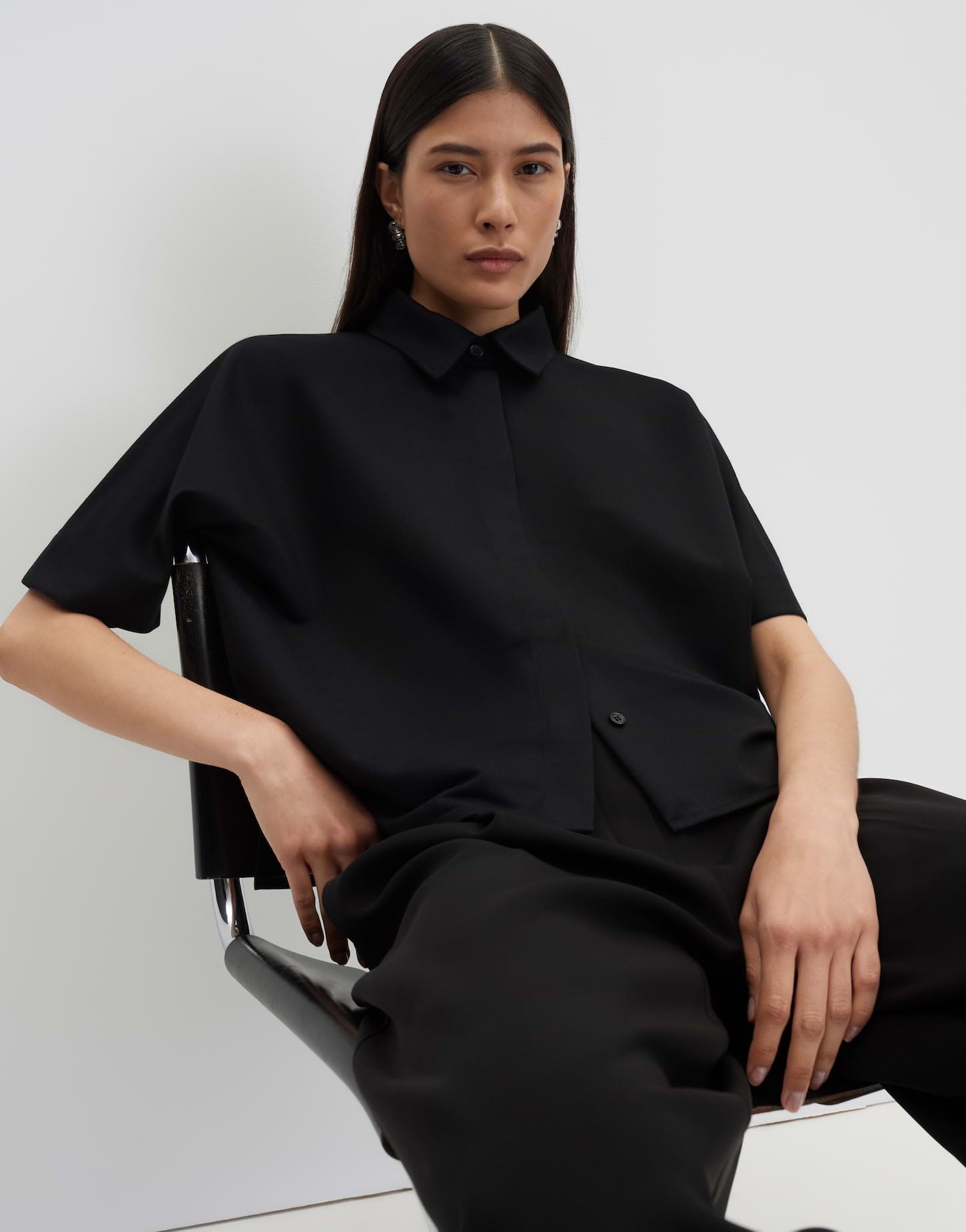 someday Damen Kurzarmbluse | Hemdbluse in feiner Piqué Optik Loose Fit