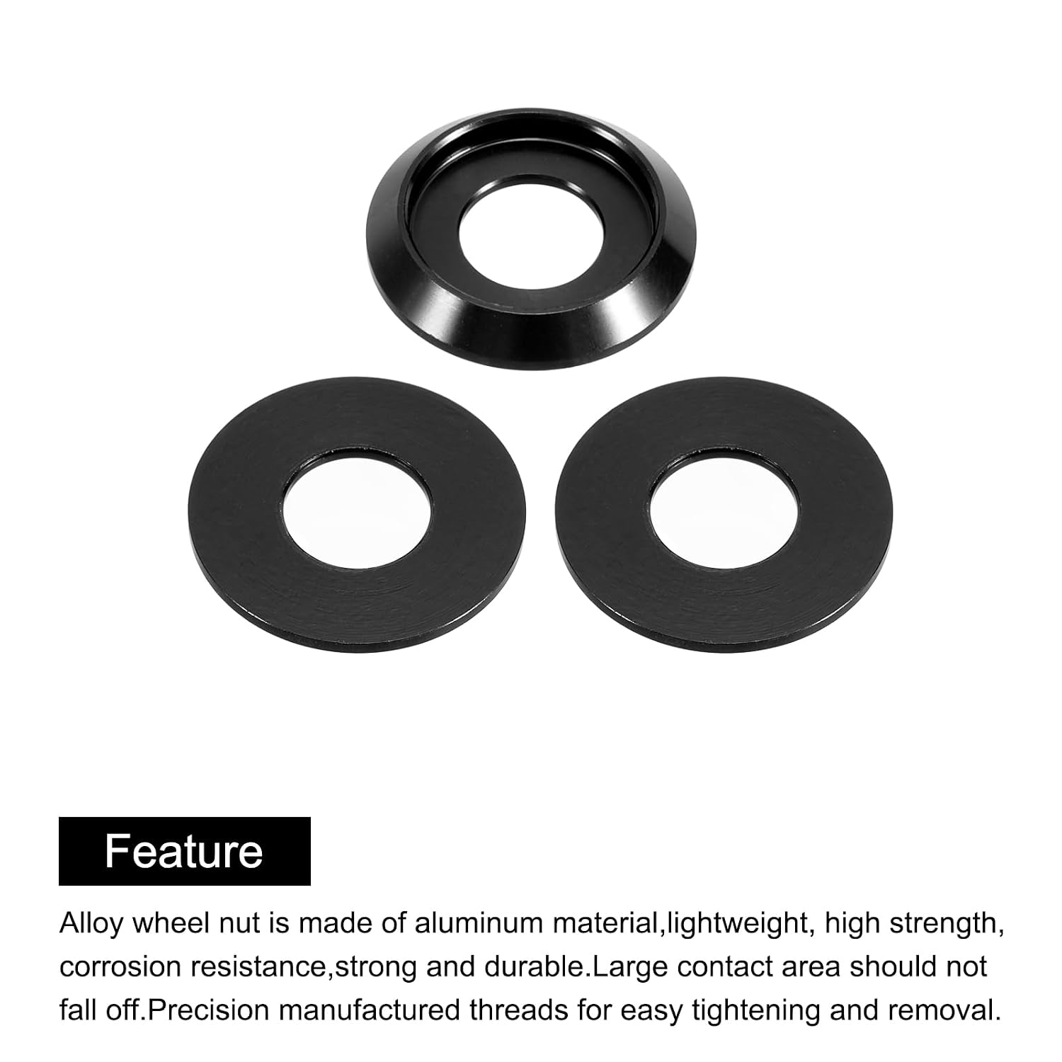 MECCANIXITY M8 Cone Cup Countersunk Washers,Hole Dia 8mm/0.31" Aluminum Gaskets Cup Head Washer Gasket for Screw RC/FPV/PC/Drone/Mechanical Accessories Model Parts,Pack of 20 Pcs(Black)