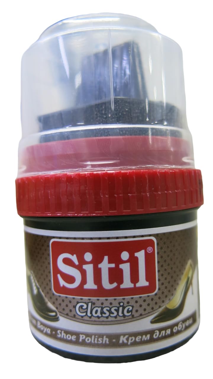 Sitil Klasik Ayakkabı Boyası, Cilalı, Süngerli, 50 ml, 60gr (Kahverengi)