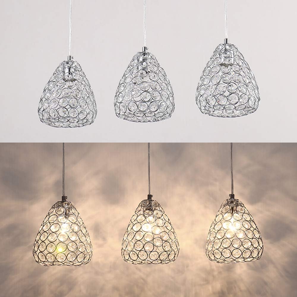 ANYE Chandelier Set with 3.2 ft Wire H-Type Track White Crystal K9 Lampshade Nordic Loft Style Ceiling Lamp Minimalist Retro Pendant Light Bulb Sold Separately GD-TB0978