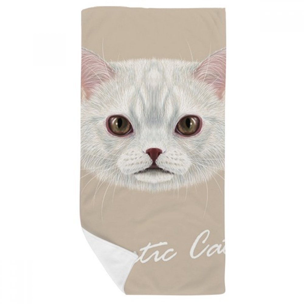 Serviette de bain chat blanc multi-usage en tissu doux pour la toilette quotidienne 35x70cm