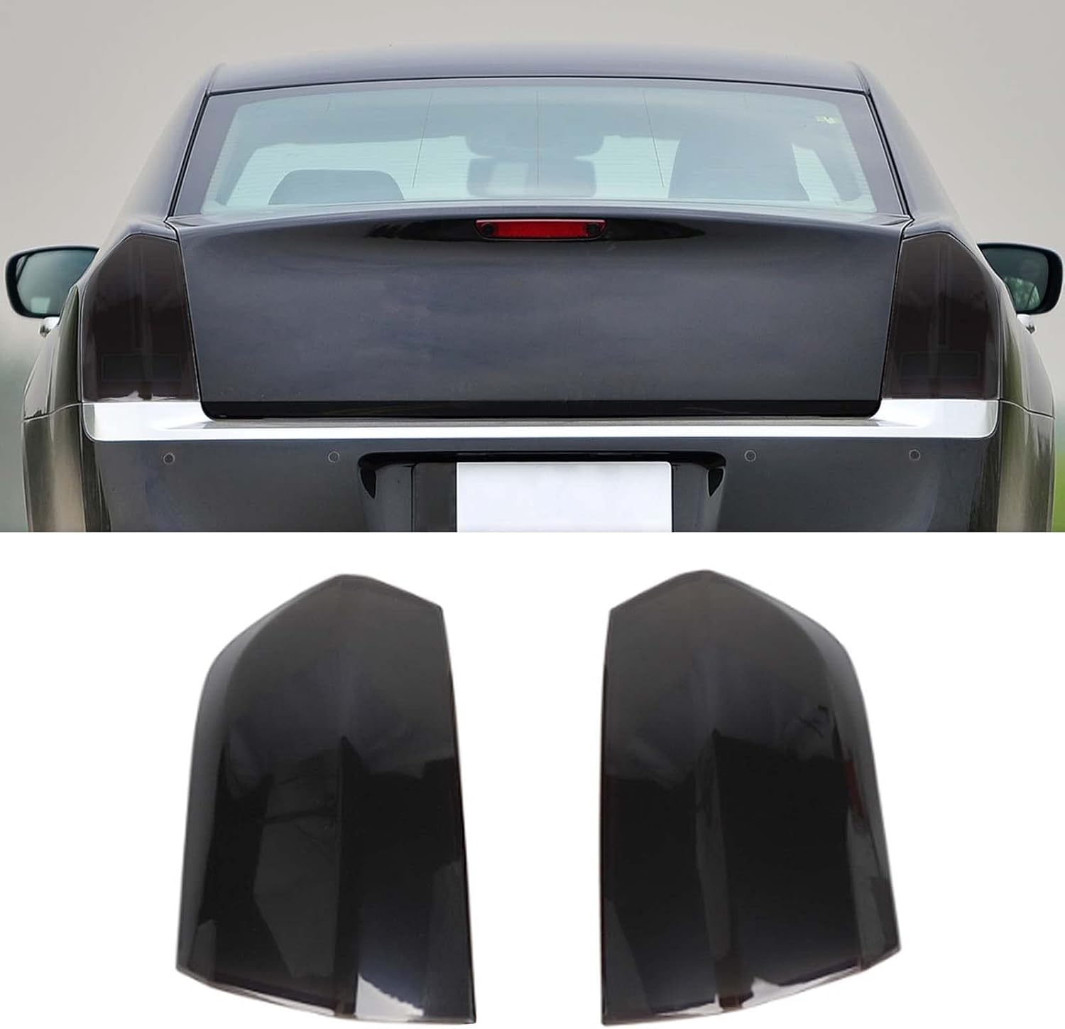 CheroCar Tail Light Cover Guard Trim Bezel Frame Decor Exterior Accessories for 2011-2014 Chrysler 300 300C,Smoked Black…
