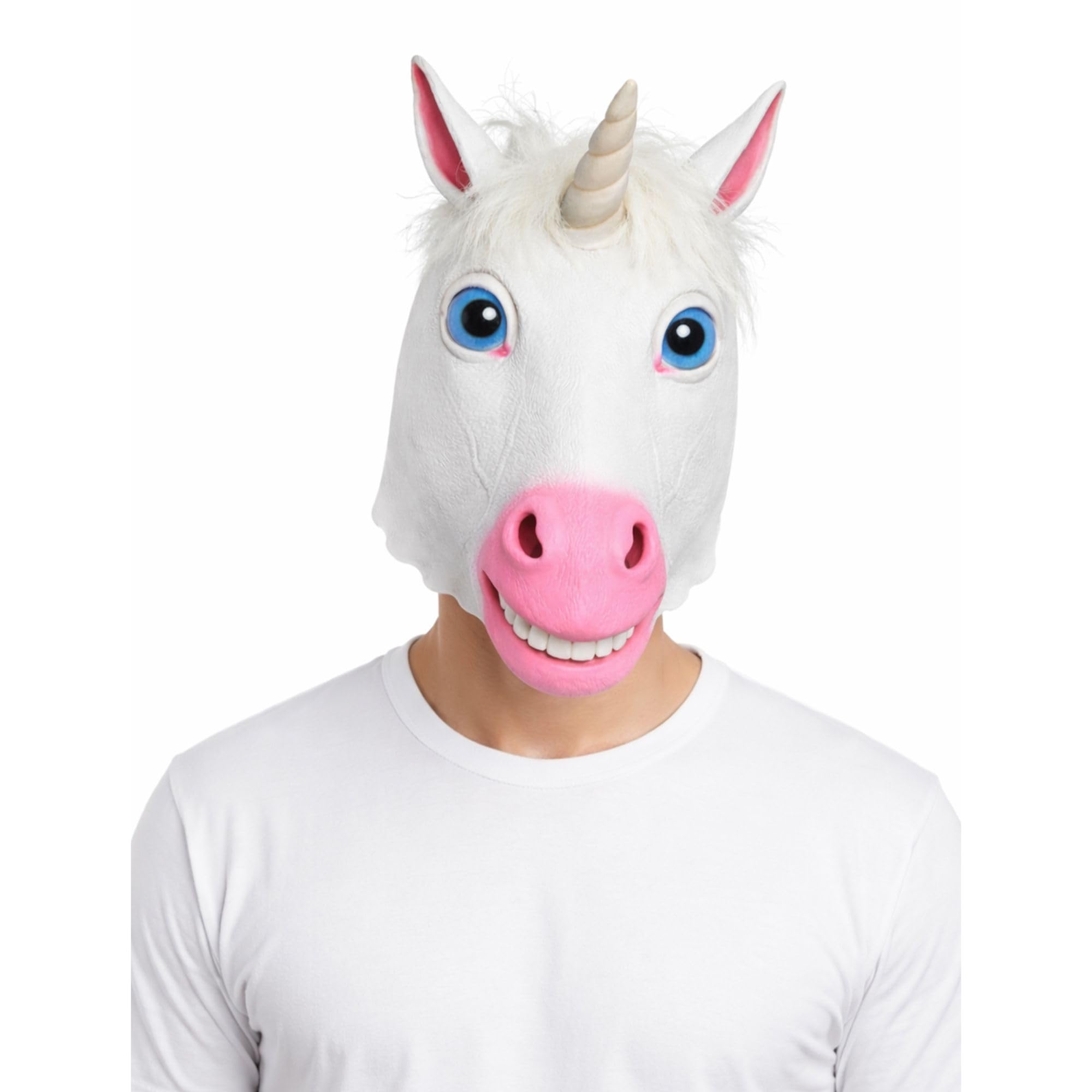 Animal Full Head Masks - Funny Scary Latex Husky Dog, Eagle, Monkey, Donkey, Horse Realistic Mask Fancy Dress For Halloween Party Costume Accessories (Unicorn Mask, One Size)