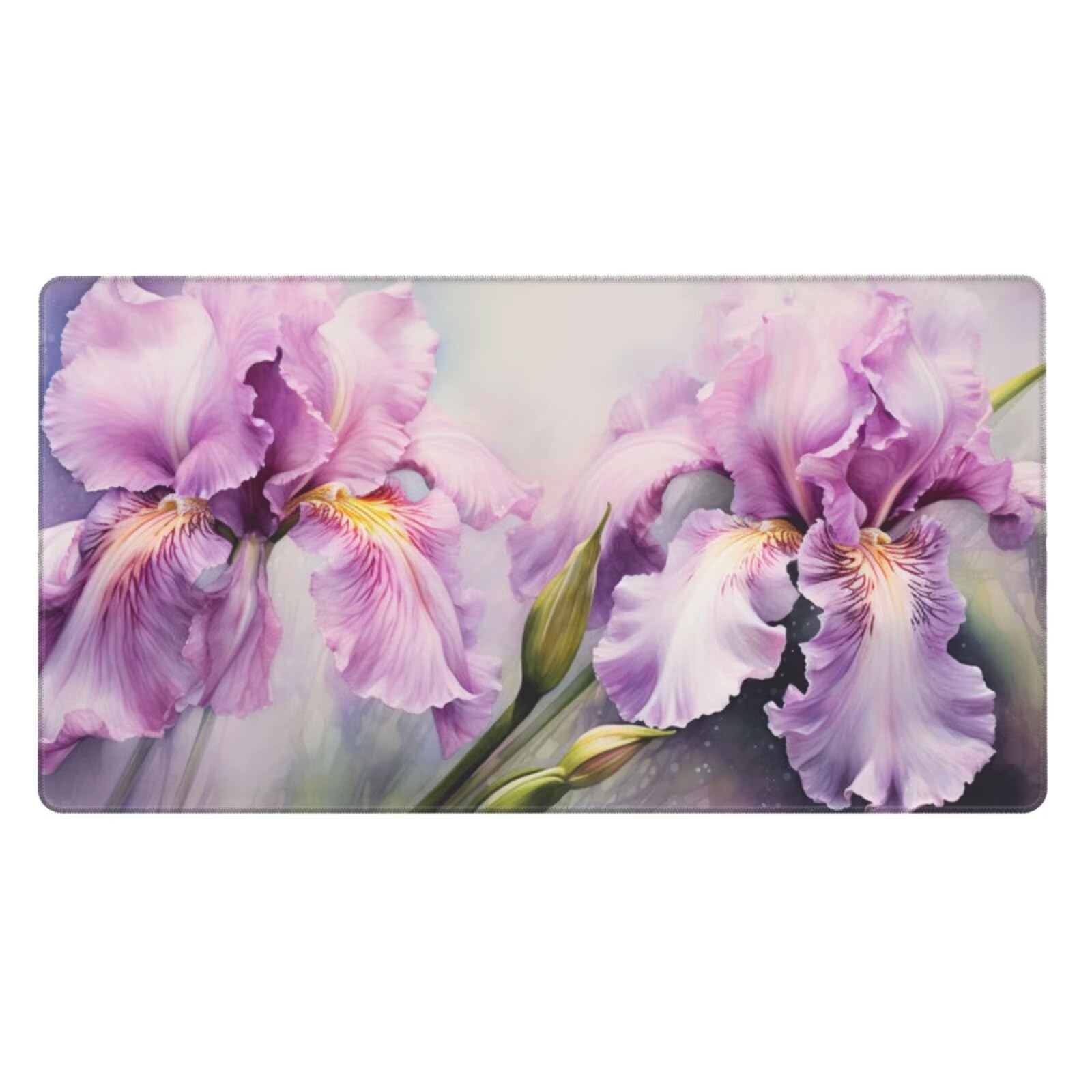 Alfombrilla de Ratón Gaming Grande XXL 1400x600x4mm con Bordes Cosidos, Tela de Micro Tejido, Base de Goma Antideslizante y Mouse Pad, para Teclado Jugadores Escritorio, PC, Oficina Flor Morada Y6540