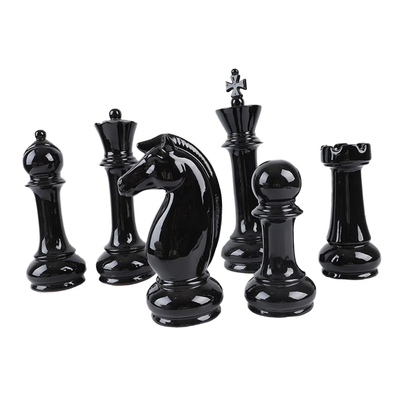 Figurines échecs céramique noires pour un bureau chic et design