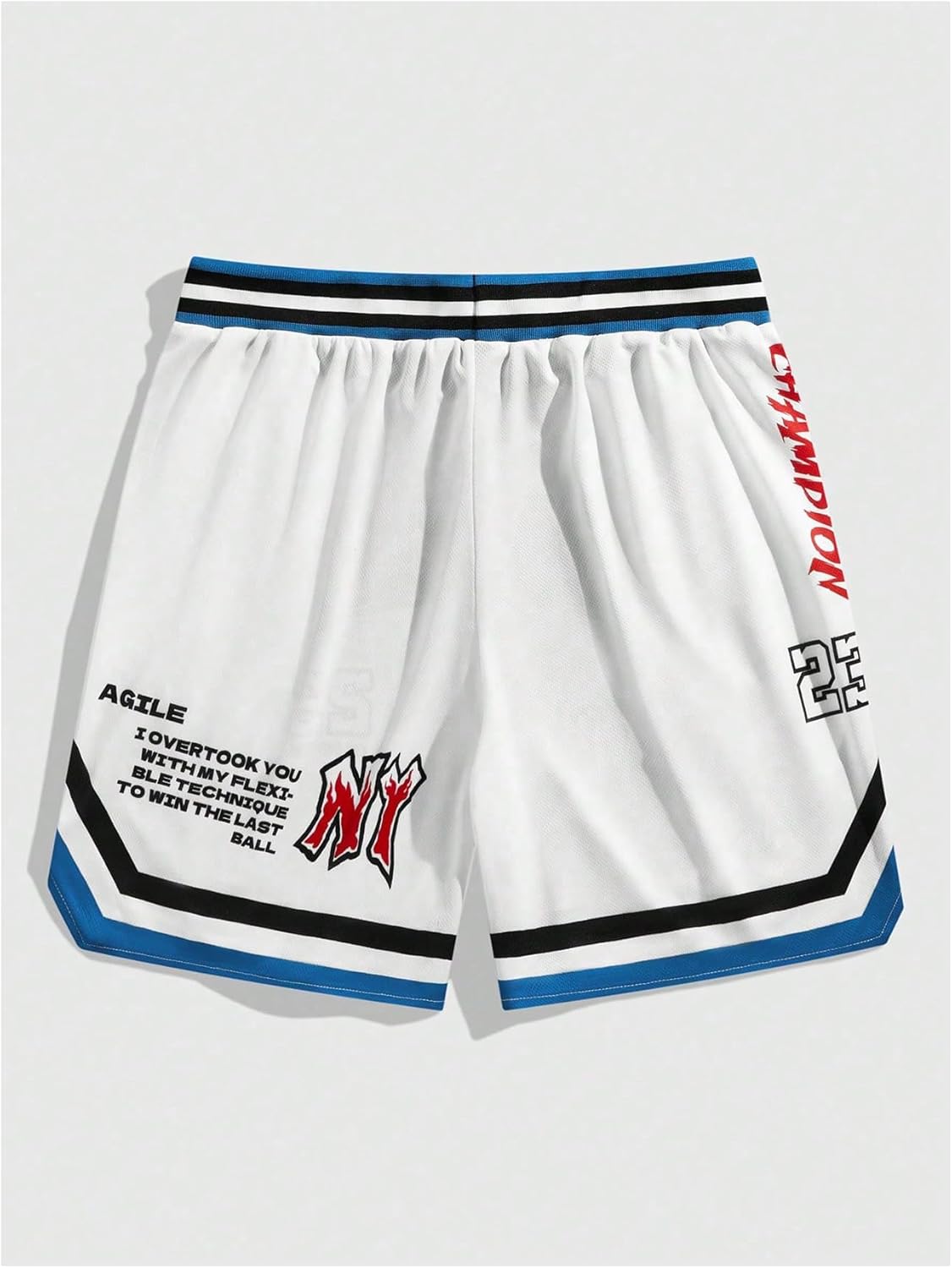 VIPWOLF Men's Y2K Graphic Basketball Shorts Striped Trim Drawstring Waist Workout Drippy Shorts - Image 2